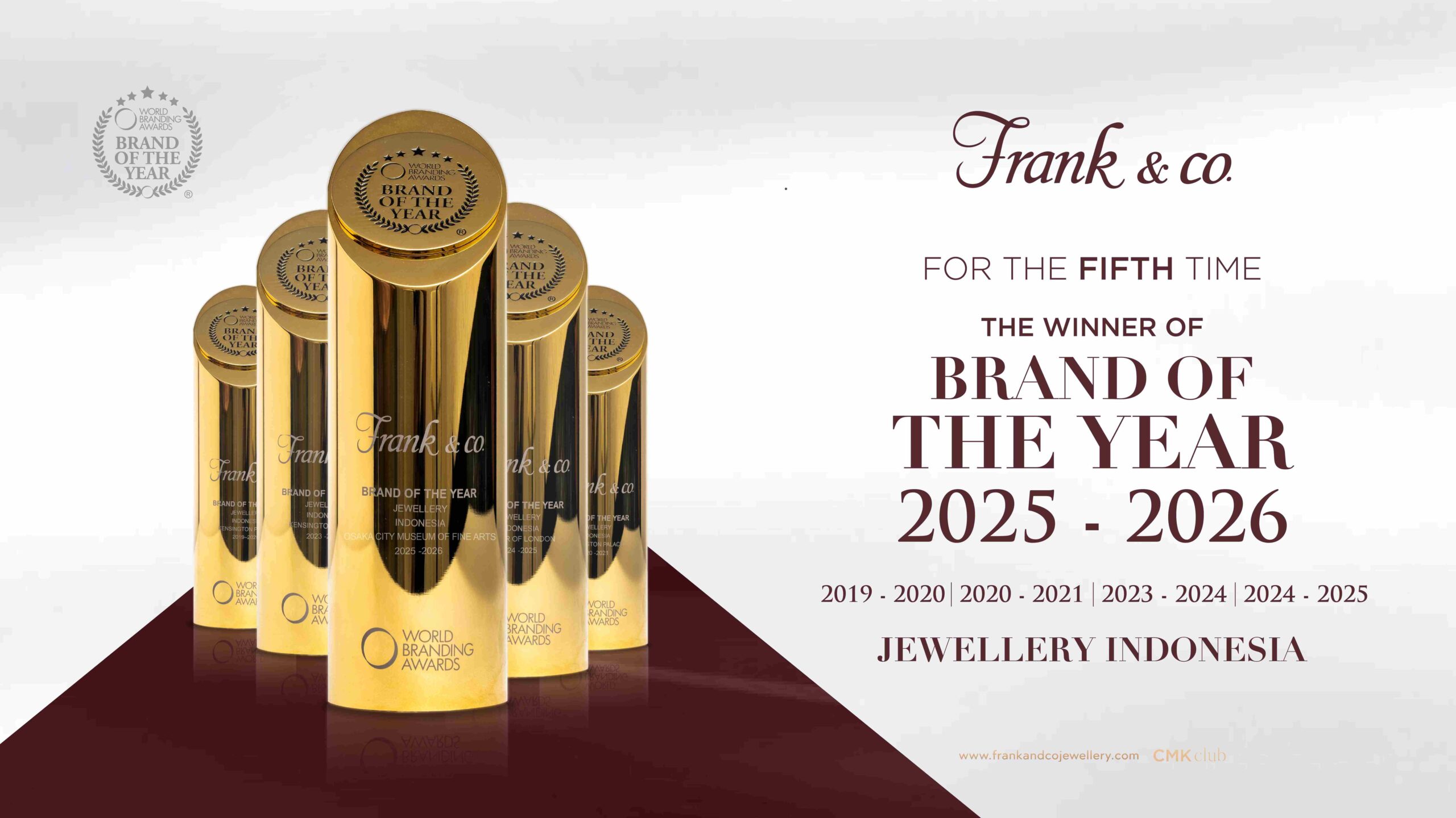 Frank & co. Kembali Raih Gelar ‘Brand of the Year’ Untuk Kelima Kalinya, di 2025-2026 World Branding Awards