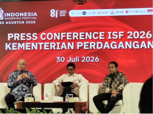 Alphonzus Widjaja (paling kiri), Konferensi Pers ISF 2026, Auditorium Kemendag.