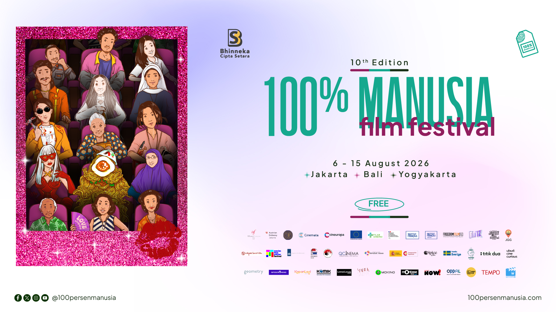 Hadirkan Total 86 Judul Film Dari 21 Negara, 100% Film Manusia Festival Kembali digelar Untuk Ke-10 Kalinya