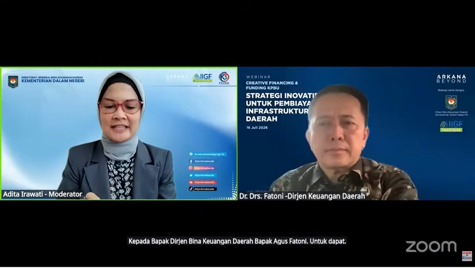 Dirjen Keuangan Daerah Fatoni Sampaikan KPBU Sebagai Alternatif Pembiayaan